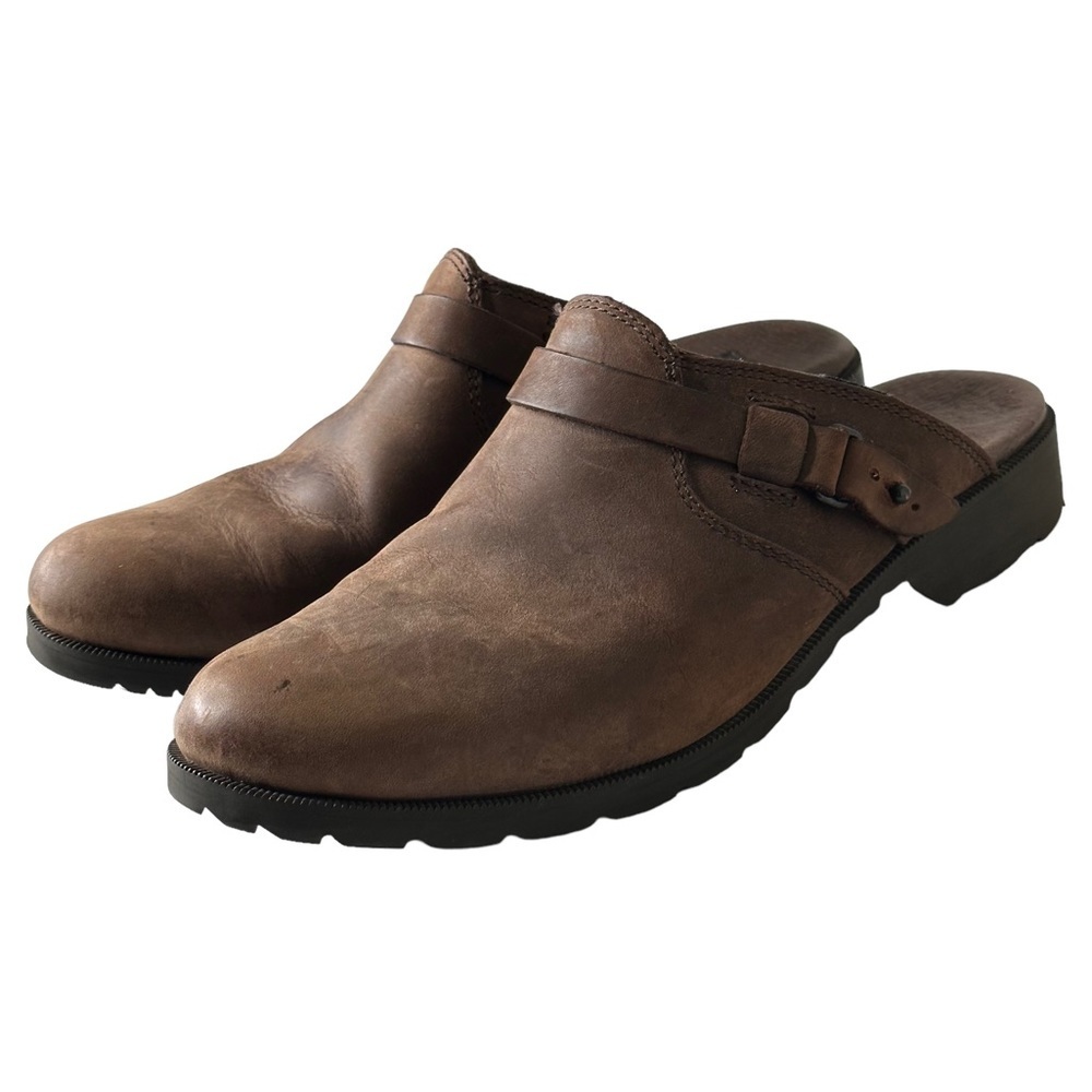 Teva  De La Vina Waterproof Clog Nubuck Women's Mule Slip On Brown Distressed Le